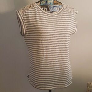 The Limited Sleeveless Striped Top W/ Lace detail